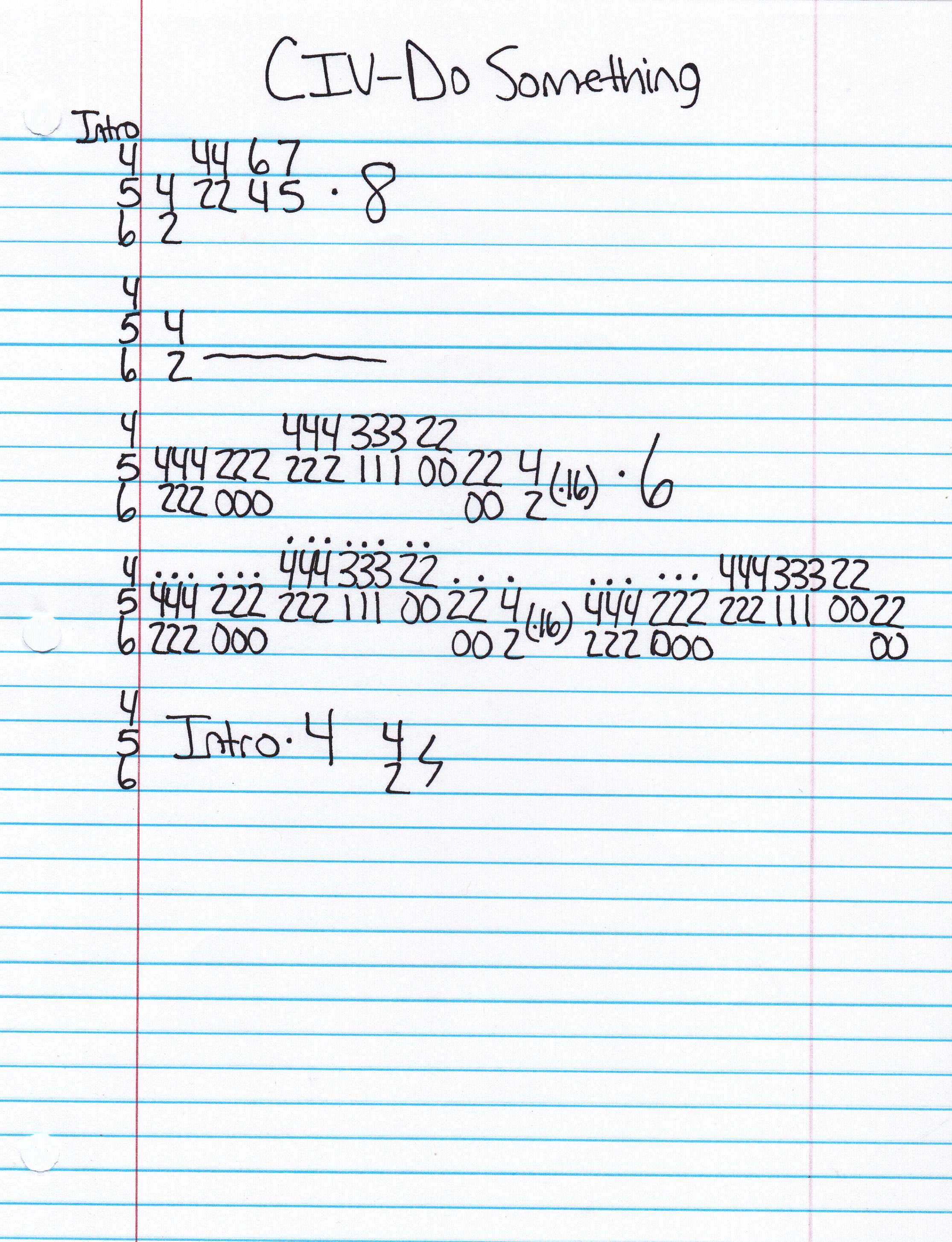 High quality guitar tab for Do Something by CIV off of the album Set Your Goals. ***Complete and accurate guitar tab!***